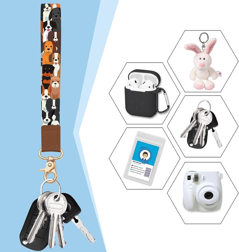Blusabaca Credit Card Holder for Women, Dogs Small RFID Blocking Wallet with Wristlet Strap, Keychain Wristlet Zipper Women Wallet, Leather Card Case, Accordion Card Wallet Purse with Key Lanyard - Image 4